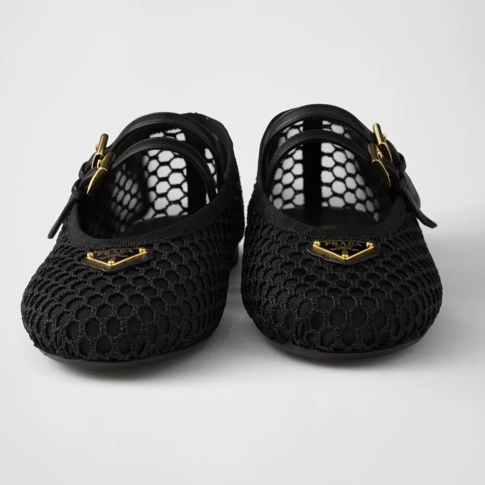 Prada Mesh Fabric Ballerinas Black 1F915N_099_F0002_F_005 - Image 5