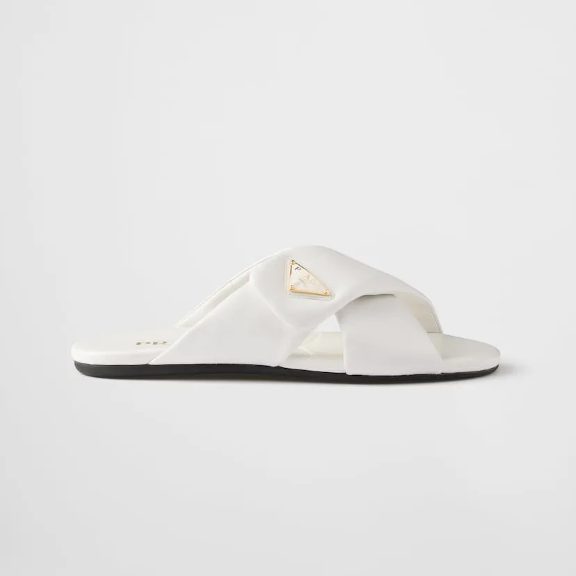 Prada Padded Leather Slides White 1XX713_ZHP_F0009_F_005 - Image 3