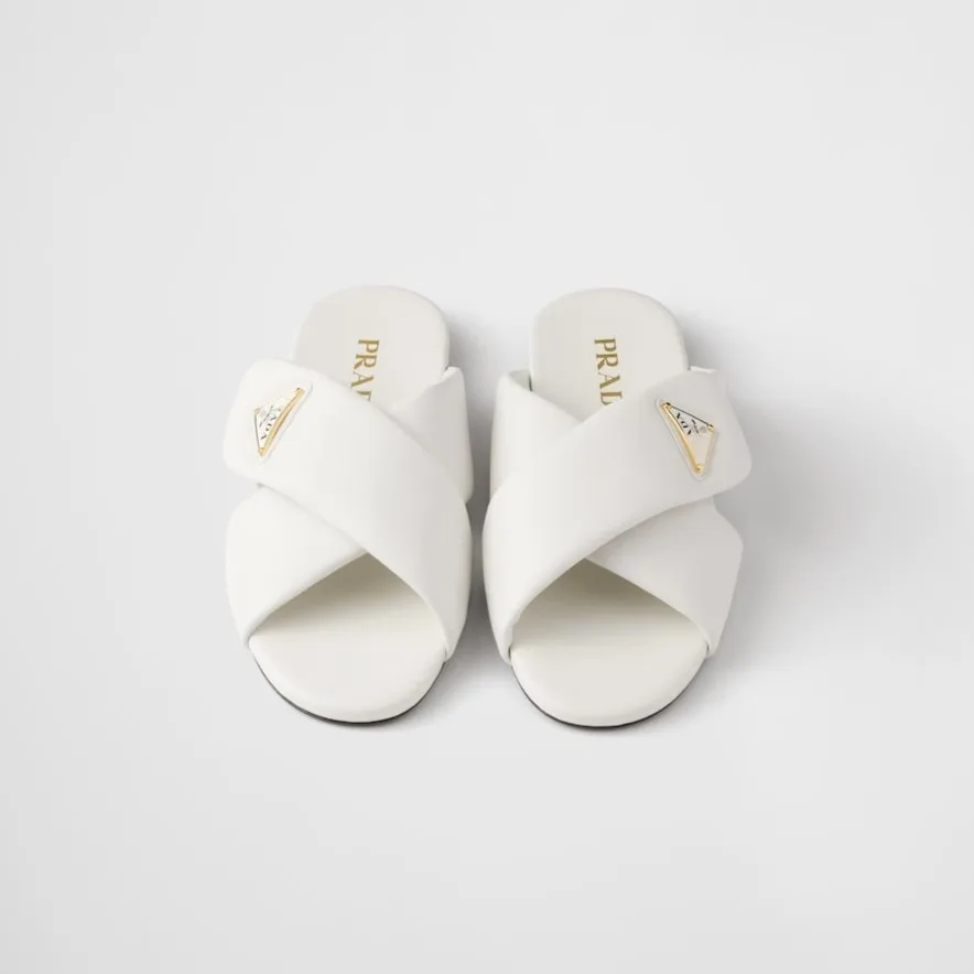 Alternative view of Prada Padded Leather Slides White 1XX713_ZHP_F0009_F_005