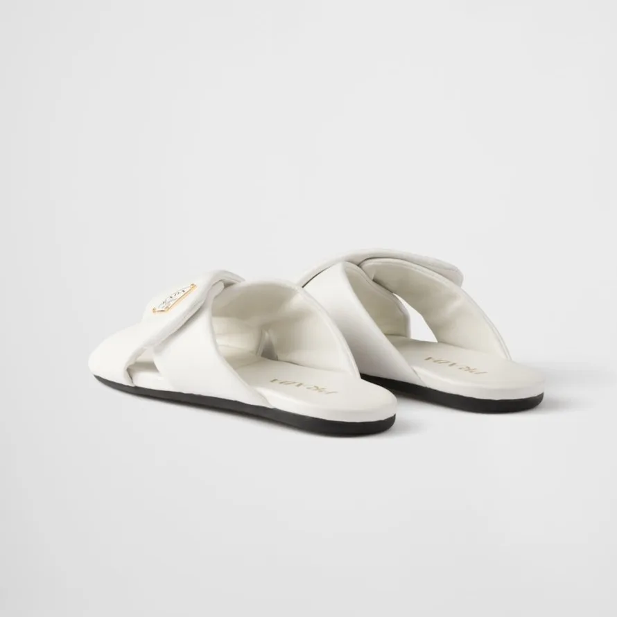 Prada Padded Leather Slides White 1XX713_ZHP_F0009_F_005 - Image 4