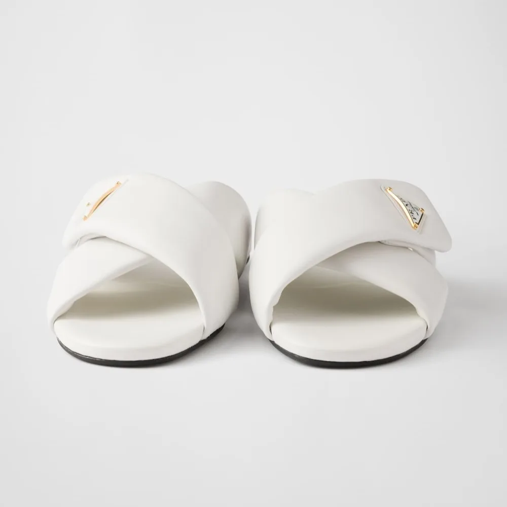 Prada Padded Leather Slides White 1XX713_ZHP_F0009_F_005 - Image 5