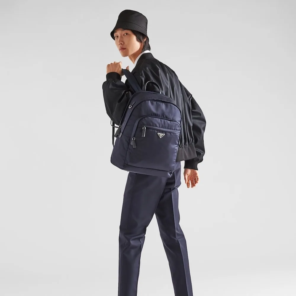 Prada Re-Nylon And Leather Backpack Navy / 2VZ048_2DMG_F0008_V_OOO - Image 3