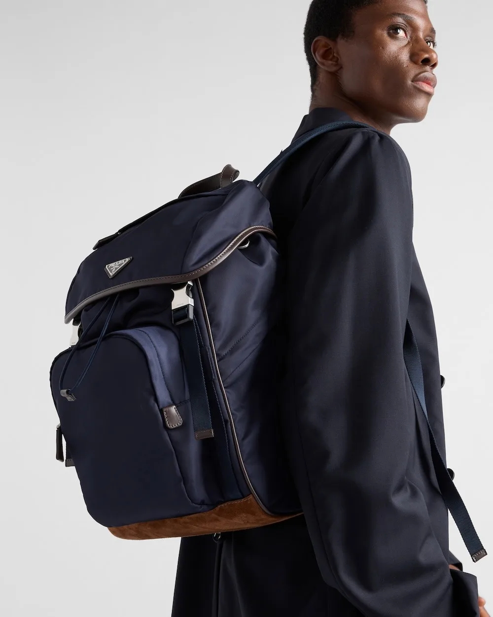 Prada Re-Nylon And Leather Backpack Blue / 2VZ135_384_F0C1B_V_HYF - Image 2