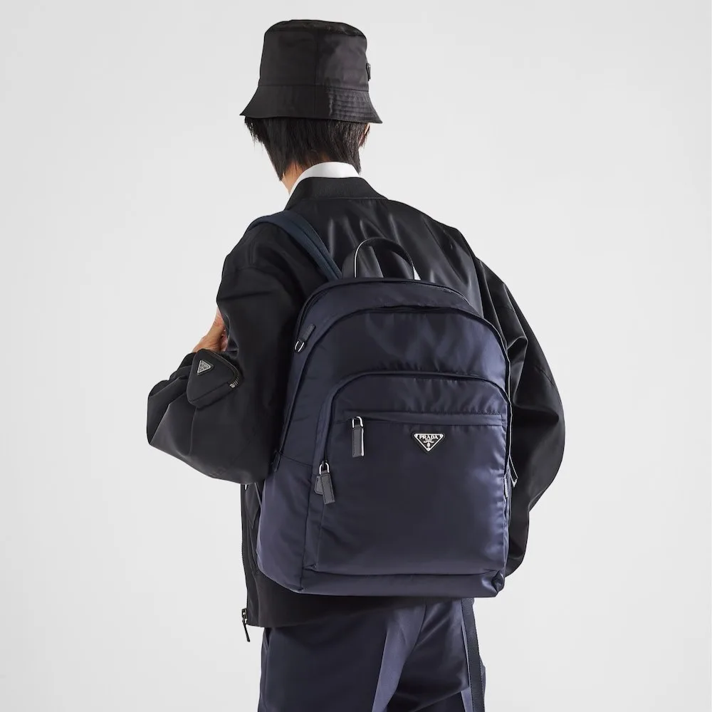 Alternative view of Prada Re-Nylon And Leather Backpack Navy / 2VZ048_2DMG_F0008_V_OOO