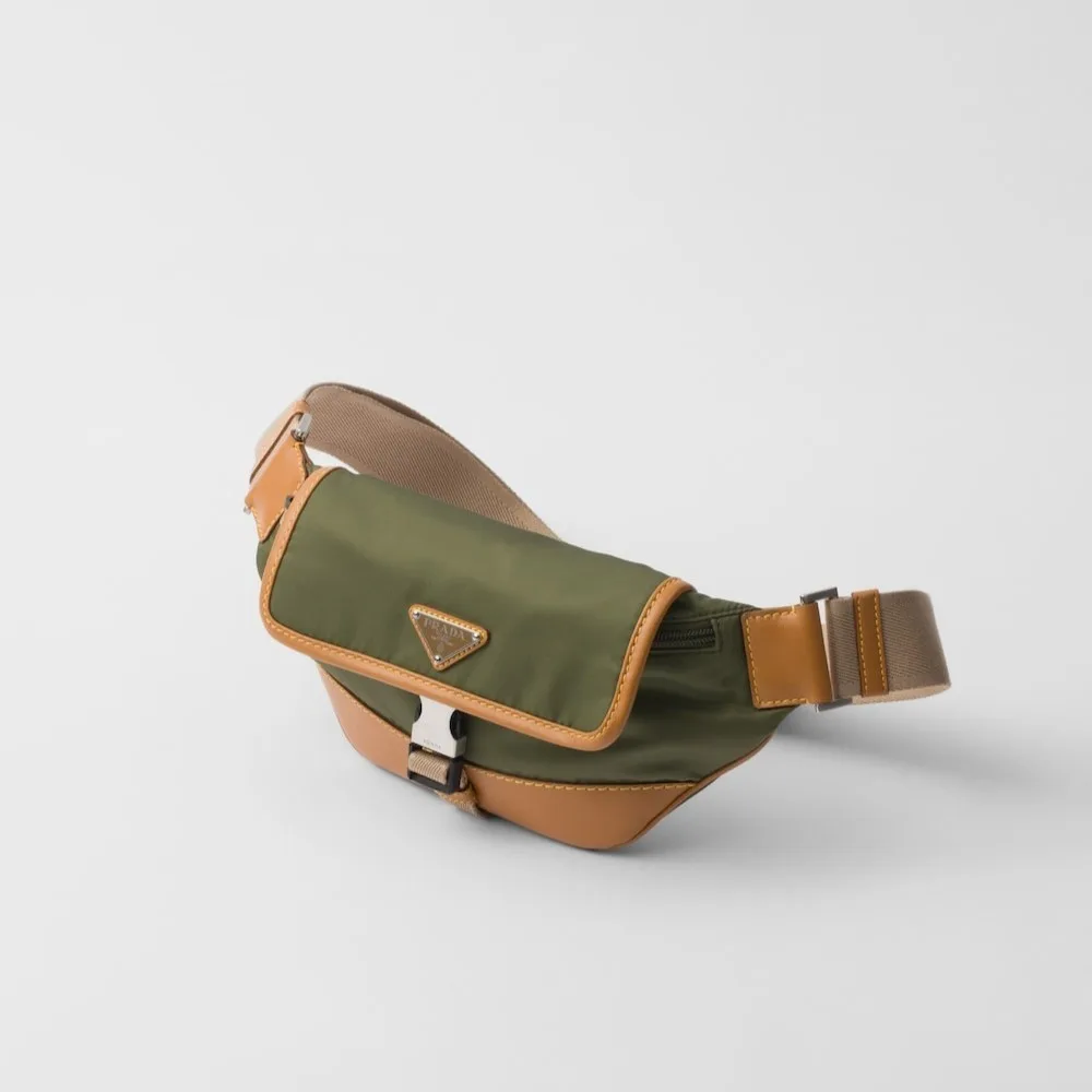 Prada Re-Nylon And Leather Shoulder Bag Military/Caramel / 2VH176_2CX2_F03UQ_V_OOO - Image 2