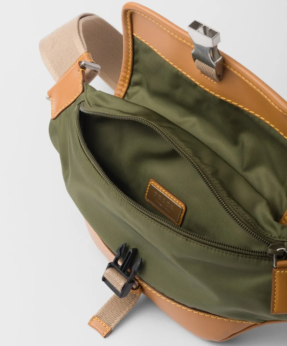 Prada Re-Nylon And Leather Shoulder Bag Military/Caramel / 2VH176_2CX2_F03UQ_V_OOO - Image 4