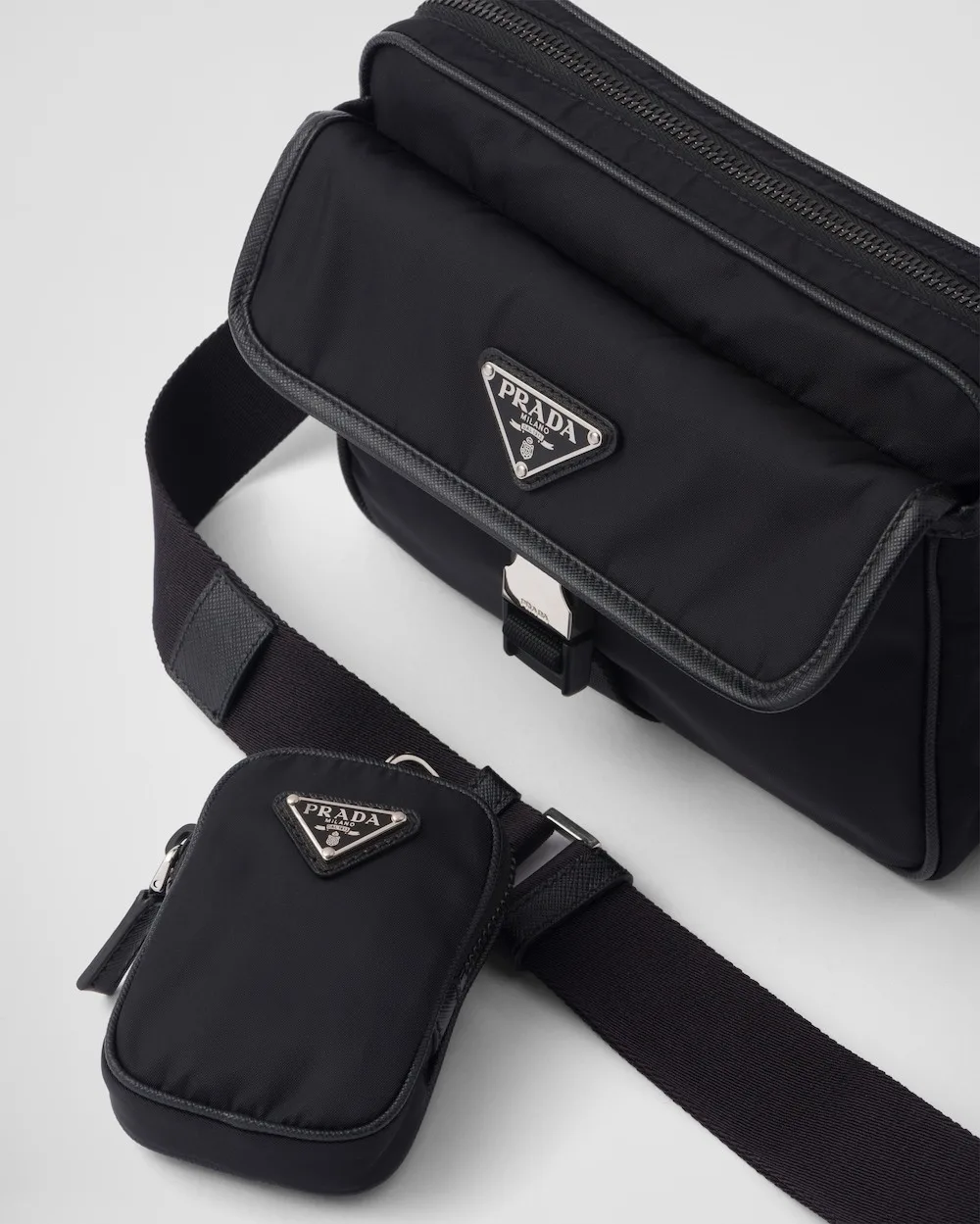 Prada Re-Nylon And Saffiano Leather Shoulder Bag Black / 2VH133_2DMH_F0002_V_XMP - Image 6
