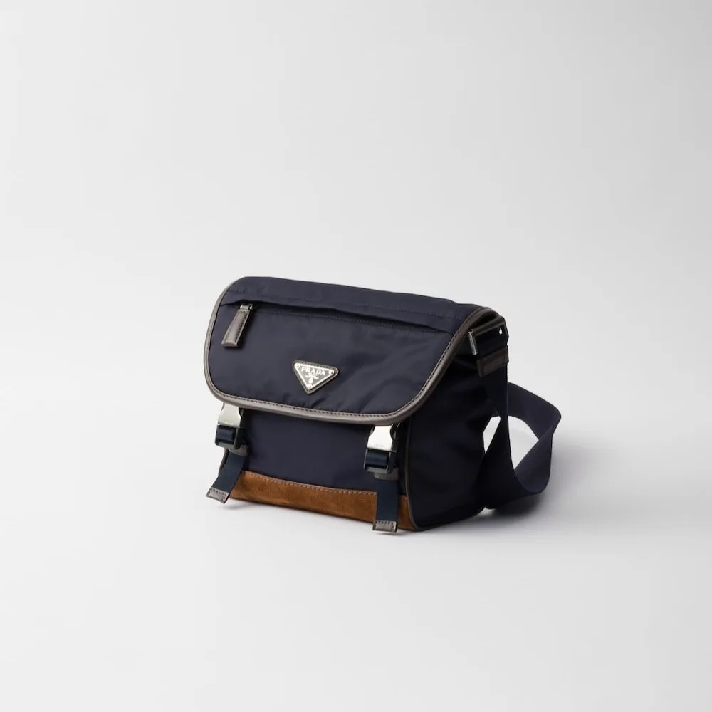 Prada Small Re-Nylon And Leather Shoulder Bag Blue / 2VD066_384_F0C1B_V_OOF - Image 4