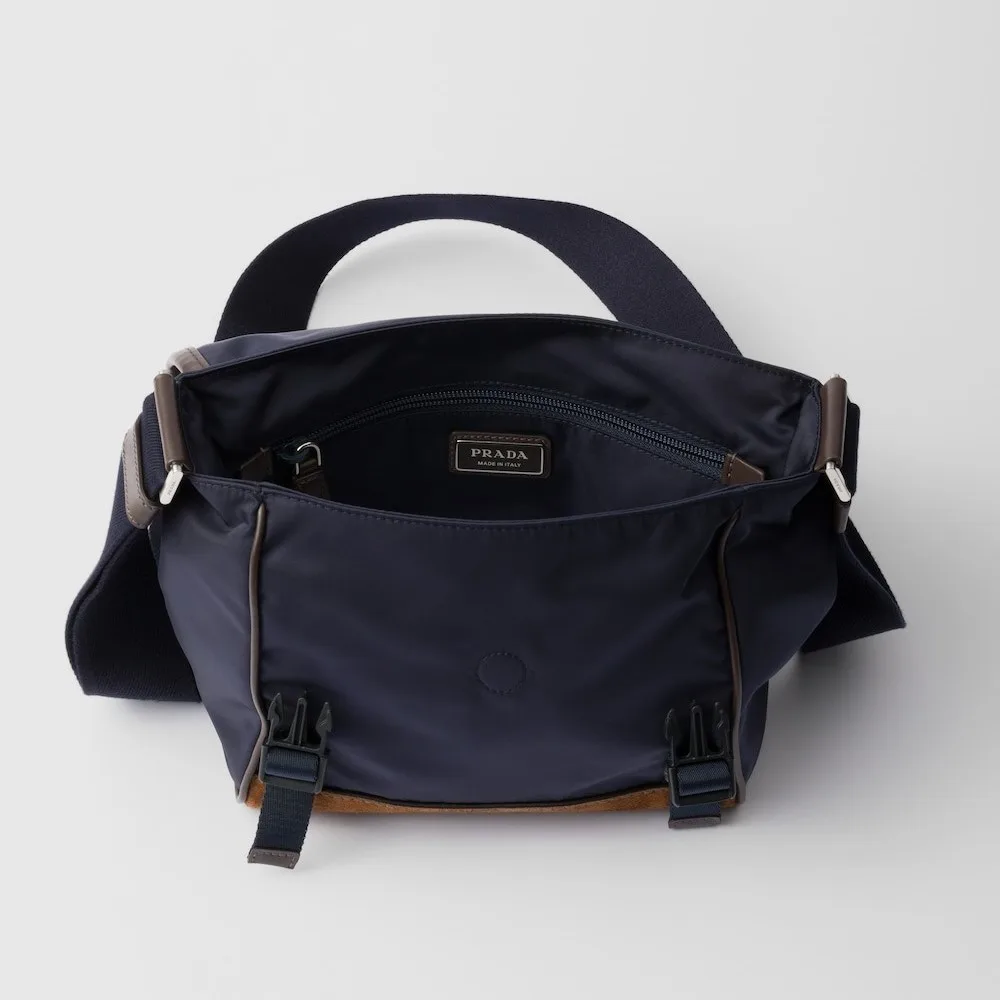 Prada Small Re-Nylon And Leather Shoulder Bag Blue / 2VD066_384_F0C1B_V_OOF - Image 6