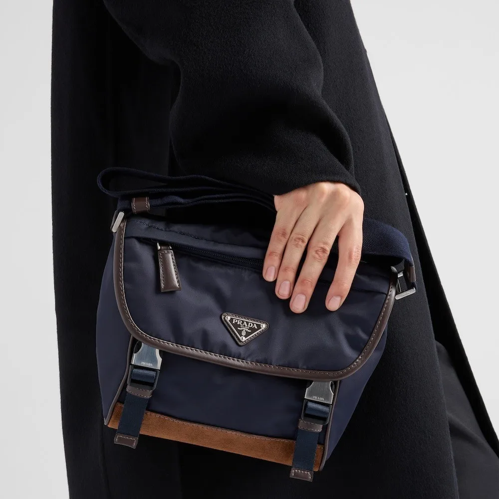 Prada Small Re-Nylon And Leather Shoulder Bag Blue / 2VD066_384_F0C1B_V_OOF - Image 3