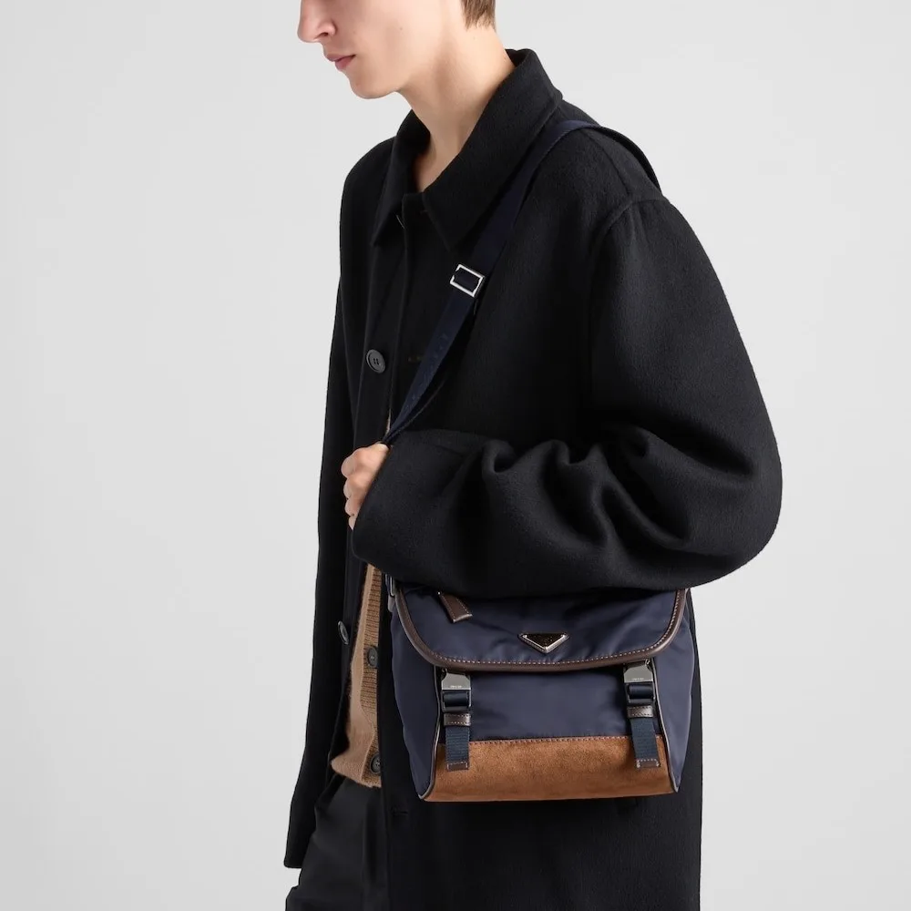 Alternative view of Prada Small Re-Nylon And Leather Shoulder Bag Blue / 2VD066_384_F0C1B_V_OOF