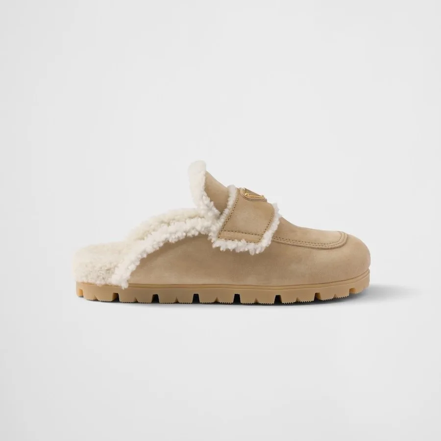 Alternative view of Prada Suede And Shearling Slippers Ecru 1S711M_X0O_F0379_F_ZG20