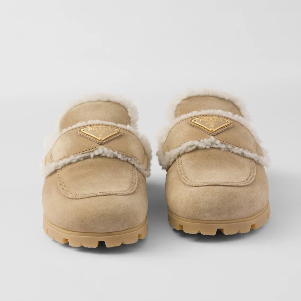 Prada Suede And Shearling Slippers Ecru 1S711M_X0O_F0379_F_ZG20 - Image 5