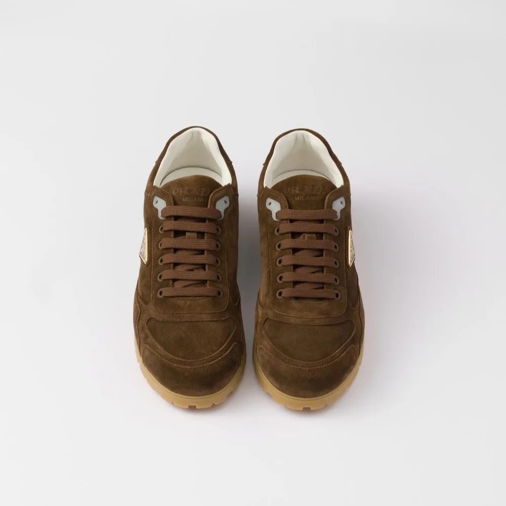 Alternative view of Prada Trail Faded Suede Sneakers Dark Brown 2EG459_Z5O_F0003_F_G000