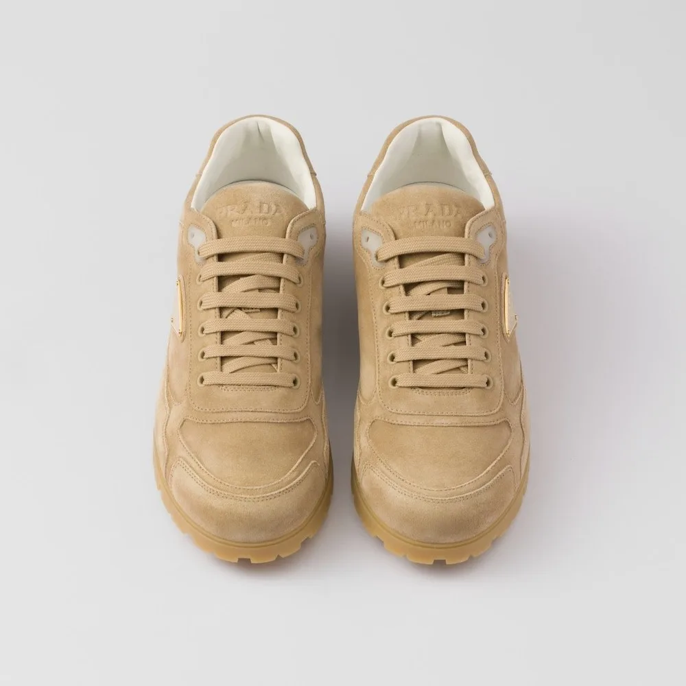Alternative view of Prada Trail Faded Suede Sneakers Ecru 2EG459_Z5O_F0379_F_G000