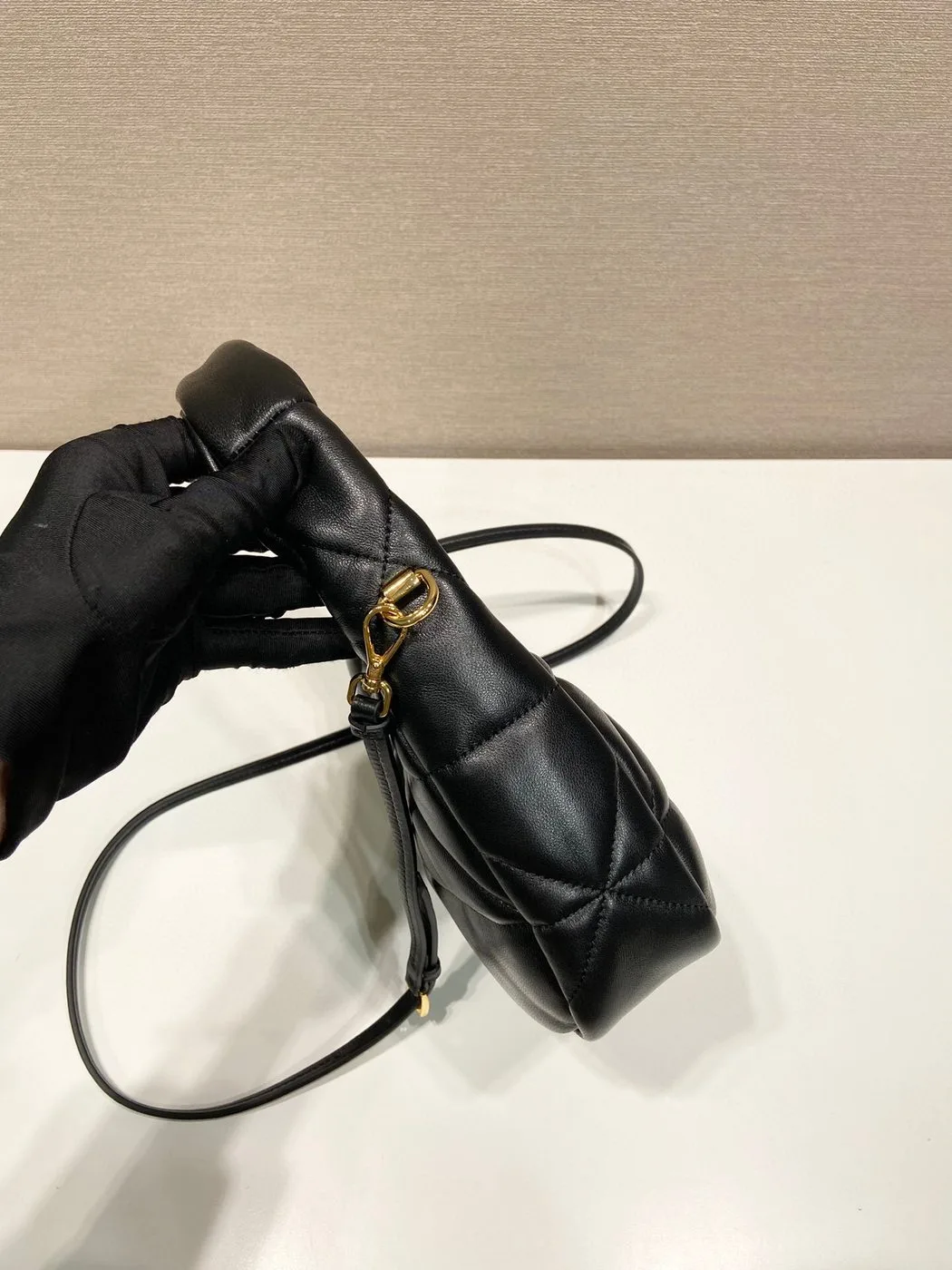 Alternative view of Prada Quilted Nappa Shoulder Bag In Black /