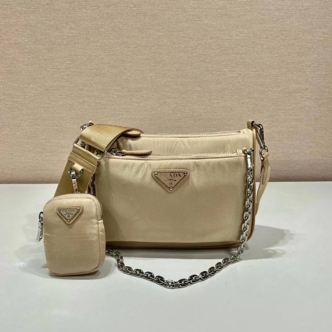 Prada Re-Nylon Shoulder Bag In Beige / - Image 5