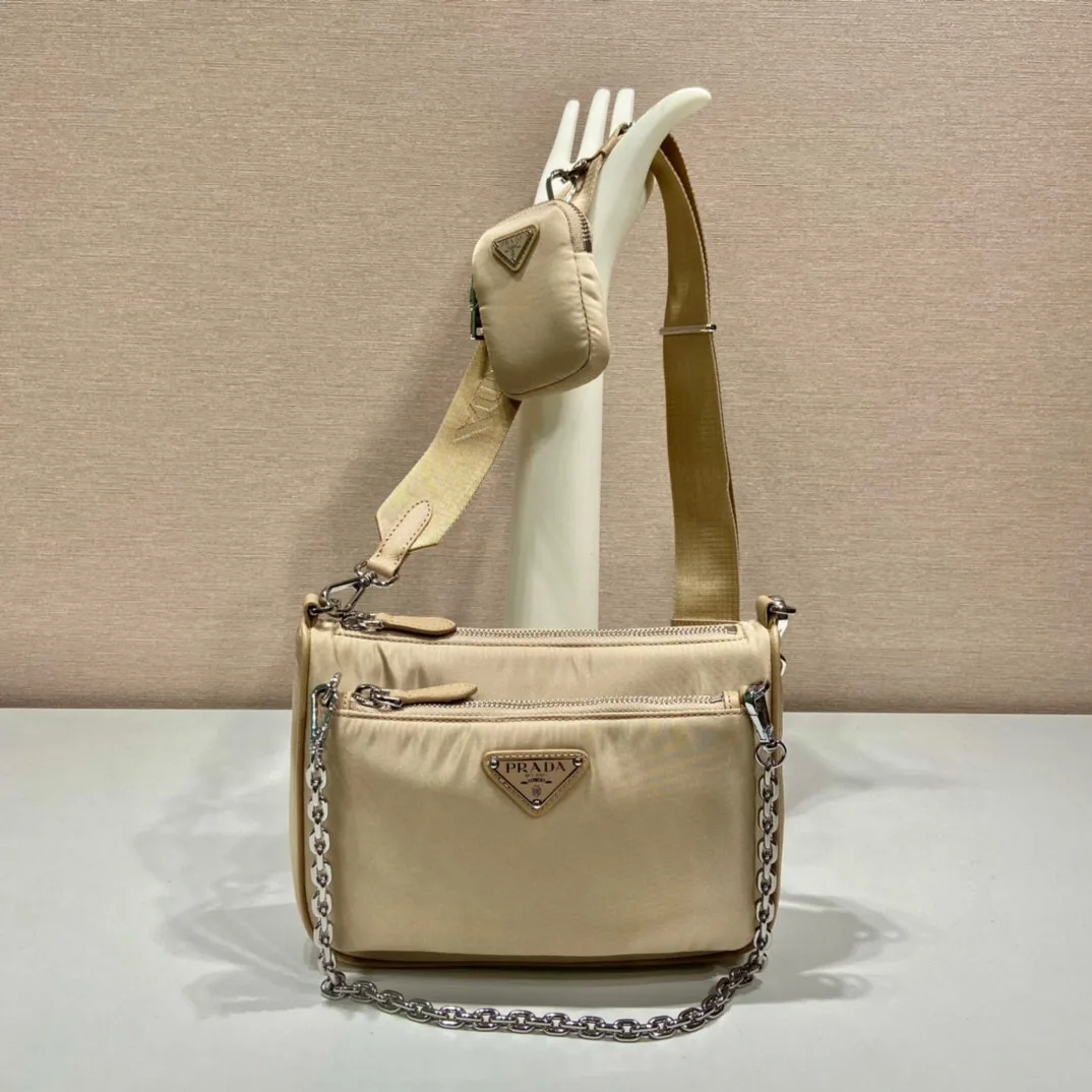 Prada Re-Nylon Shoulder Bag In Beige / - Image 4