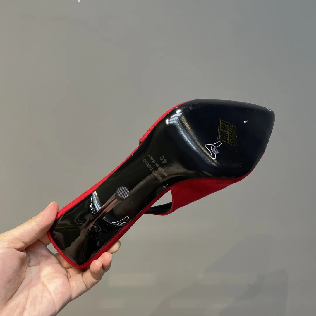 Saint Laurent Silk Slingback Pumps Red YSL - Image 4