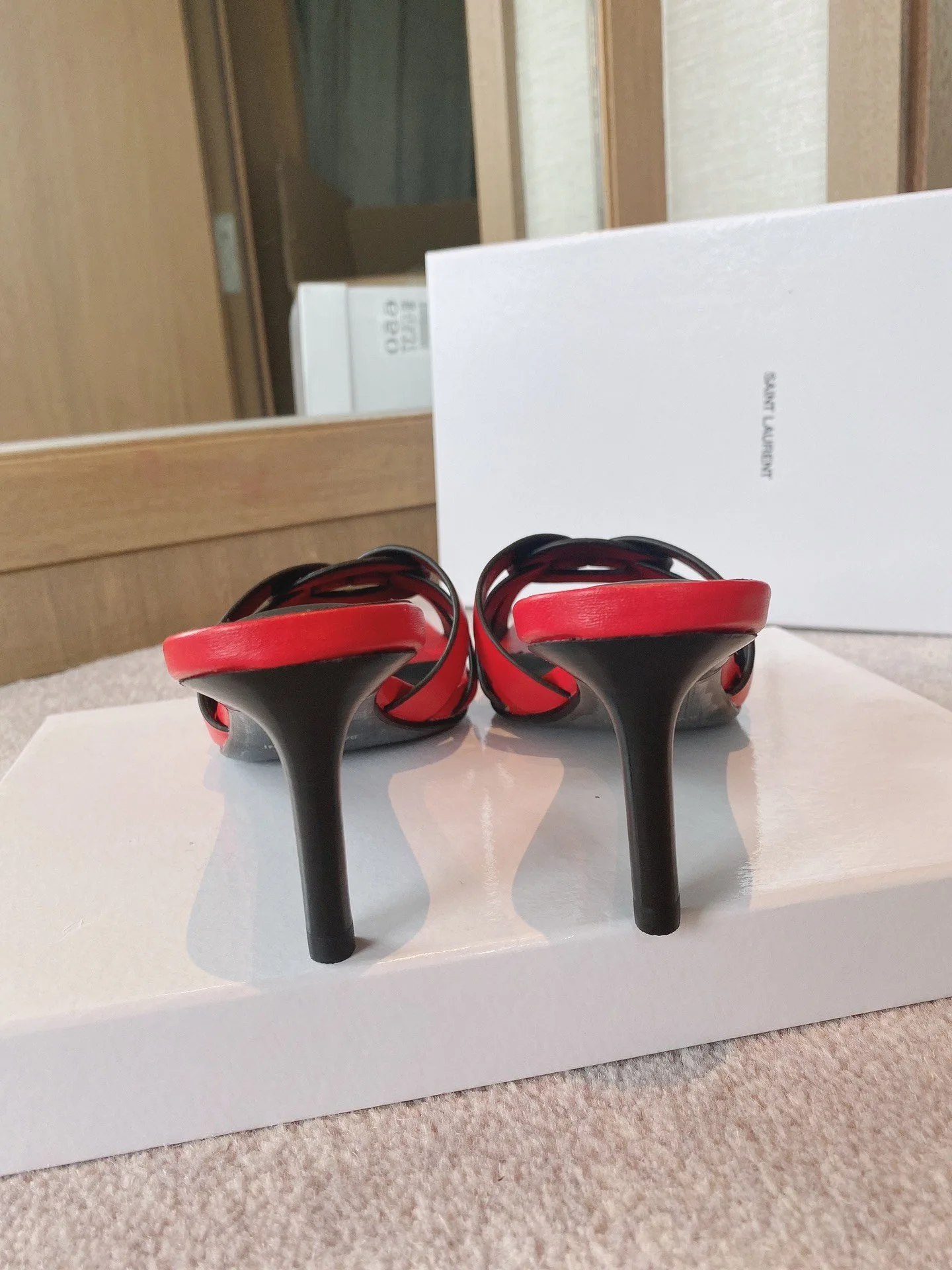 Saint Laurent Tribute Heeled Mules White YSL - Image 3