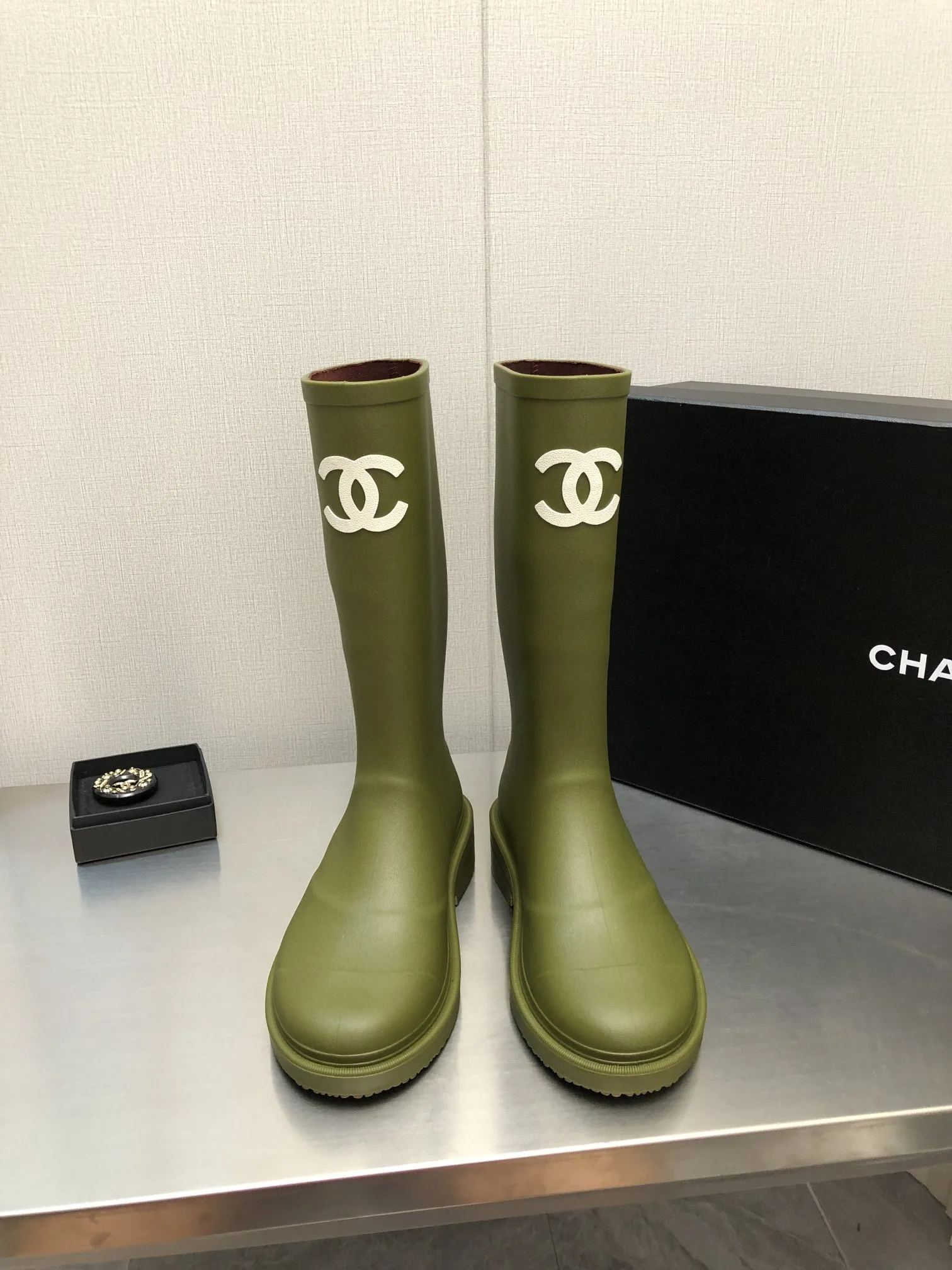 Alternative view of Chanel Women’s Hight Boots Dark Green