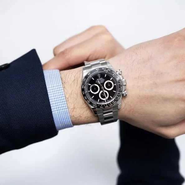 Alternative view of Rolex Cosmograph Daytona 40 Watch Silver Toned Black Dial -0002