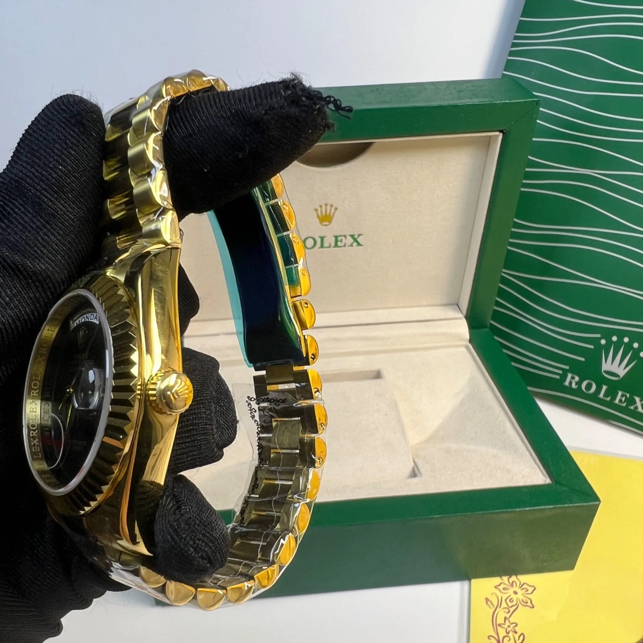 Rolex Day-Date 36 Watch Gold Toned Black Dial - Image 4