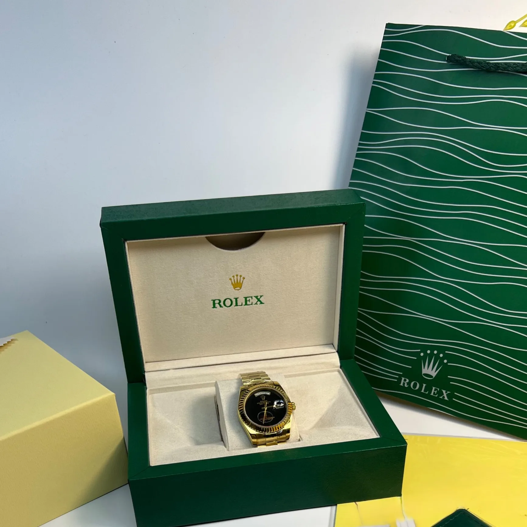 Rolex Day-Date 36 Watch Gold Toned Black Dial - Image 3