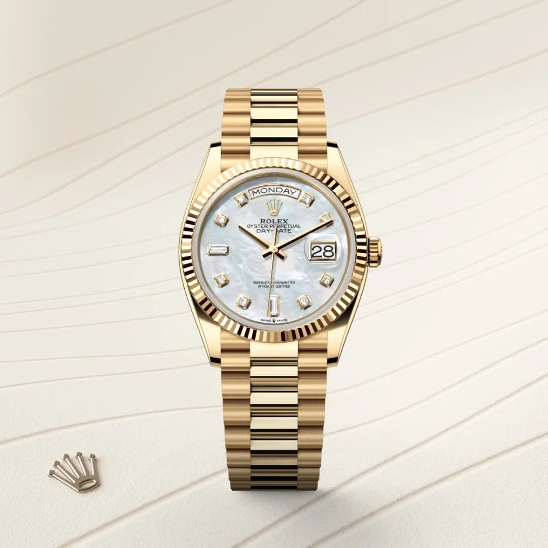 Rolex Day-Date 36 Watch Gold Toned White Pearl Dial -0011 - Image 3