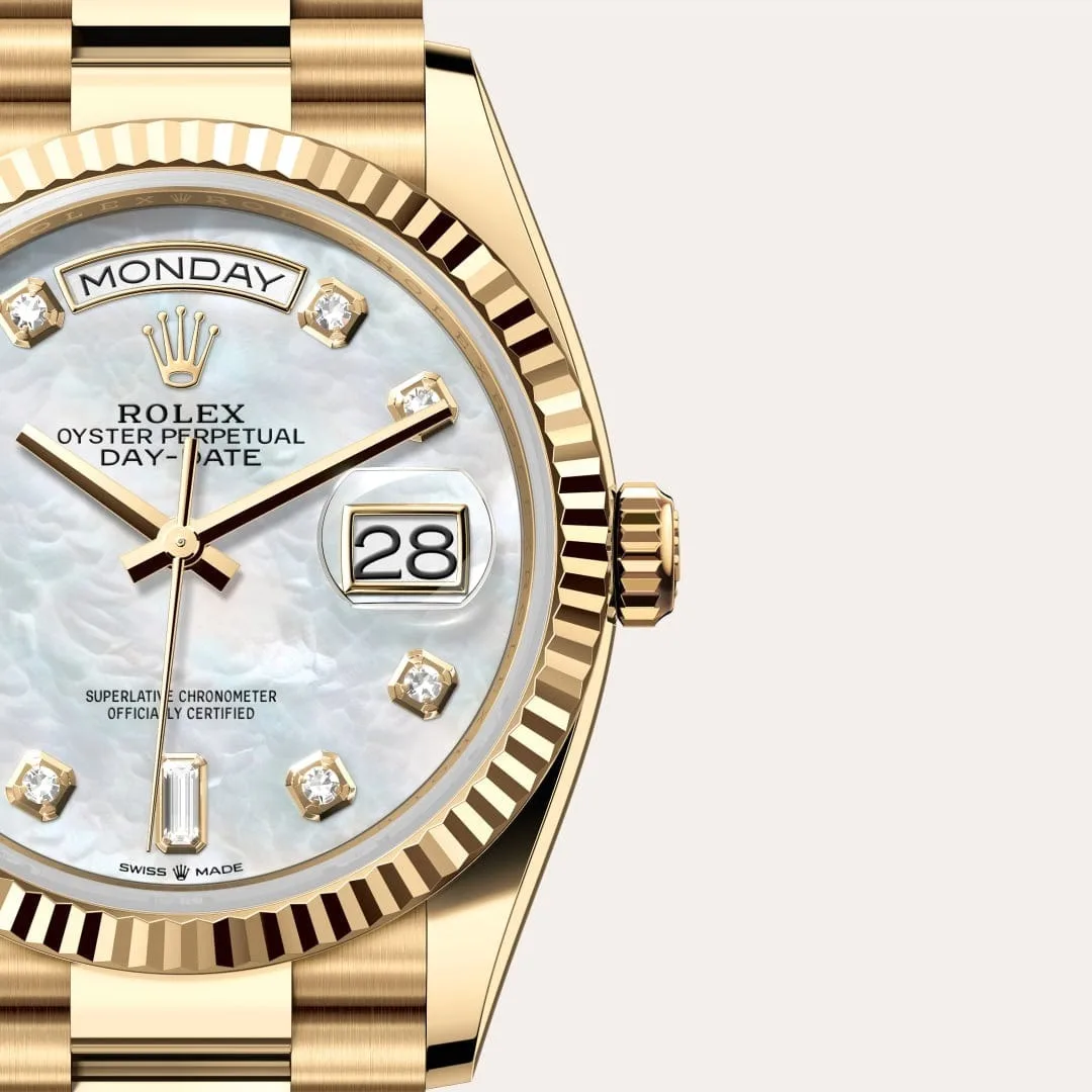 Rolex Day-Date 36 Watch Gold Toned White Pearl Dial -0011 - Image 4