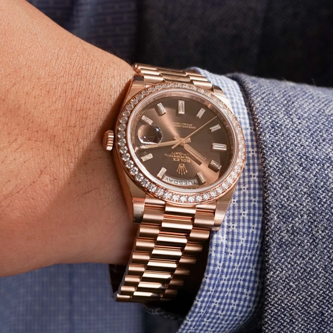 Alternative view of Rolex Day-Date 40 Watch Rose Gold Toned Chocolate Dial -0006
