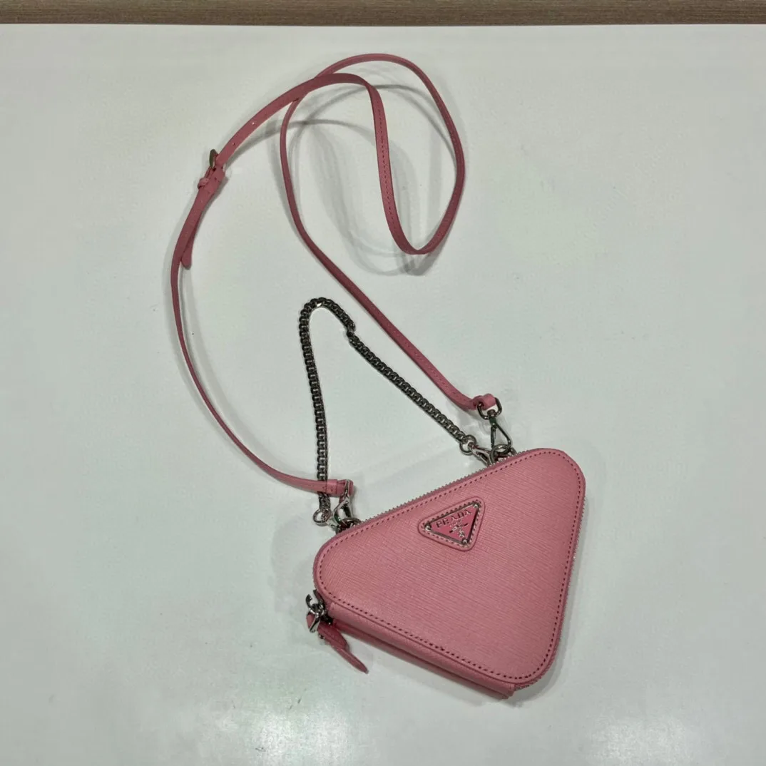 Prada Saffiano Mini Pouch In Pink / 1NR015_053_F0442 - Image 5