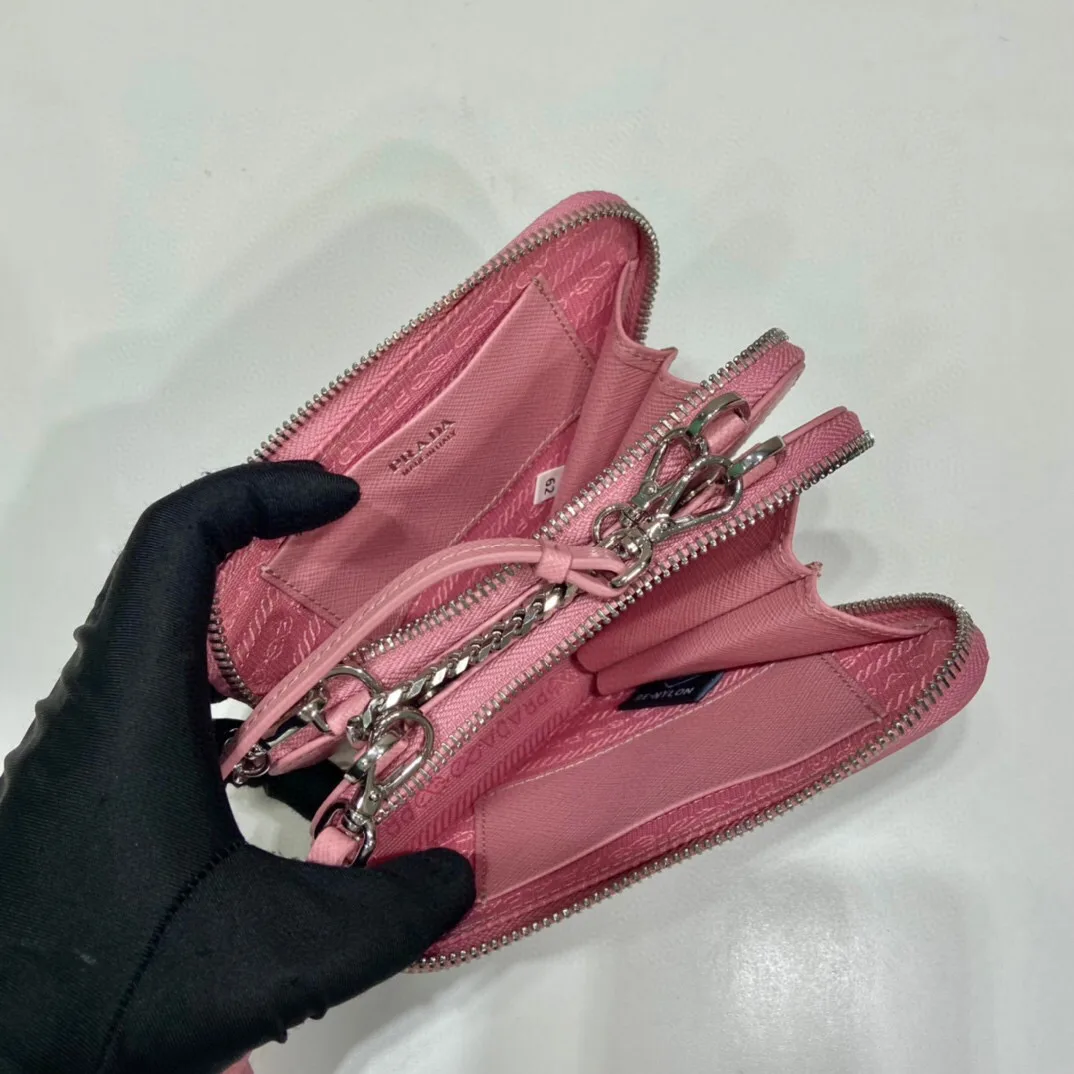 Prada Saffiano Mini Pouch In Pink / 1NR015_053_F0442 - Image 4