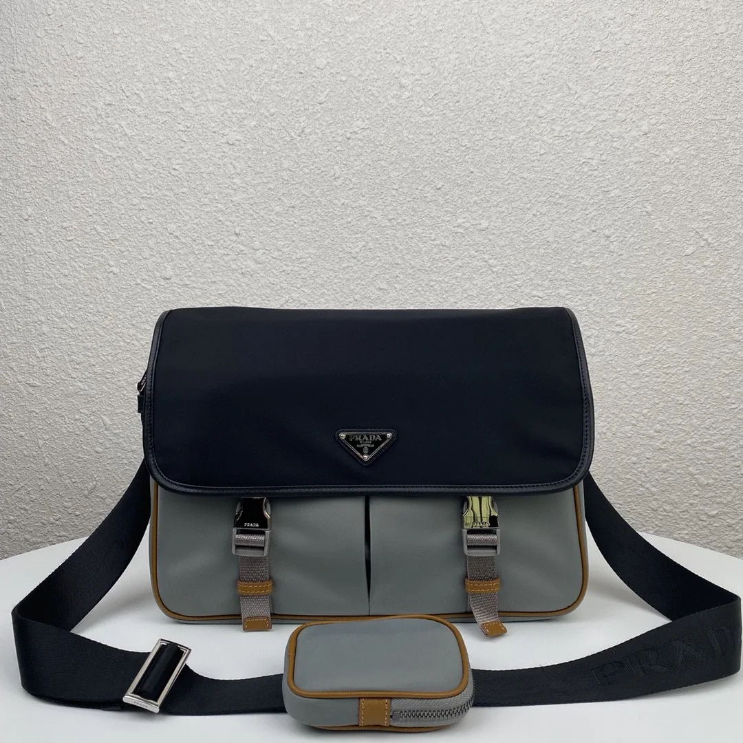 Prada Saffiano Shoulder Bag Grey and Black / - Image 5