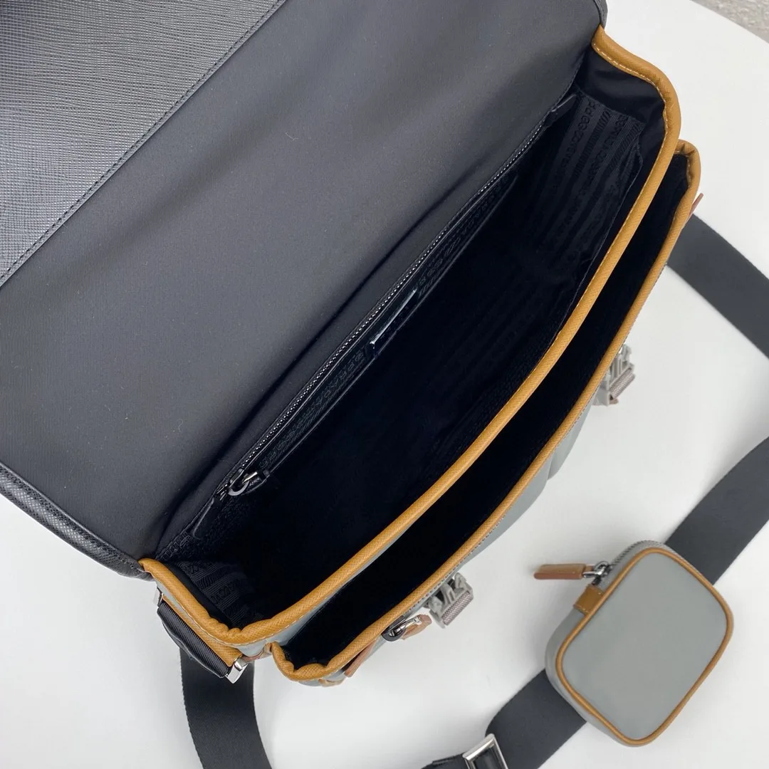 Prada Saffiano Shoulder Bag Grey and Black / - Image 4
