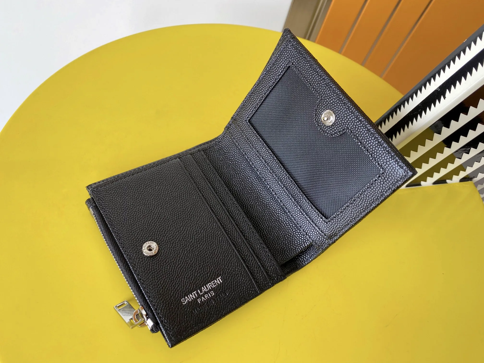 Saint Laurent Cassandre Matelaseé Bi-Fold Wallet Black / YSL - Image 8