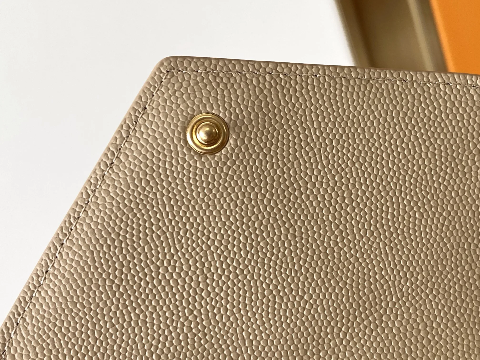 Saint Laurent Cassandre Matelaseé Compact Tri Fold Wallet Dark Beige / YSL - Image 6