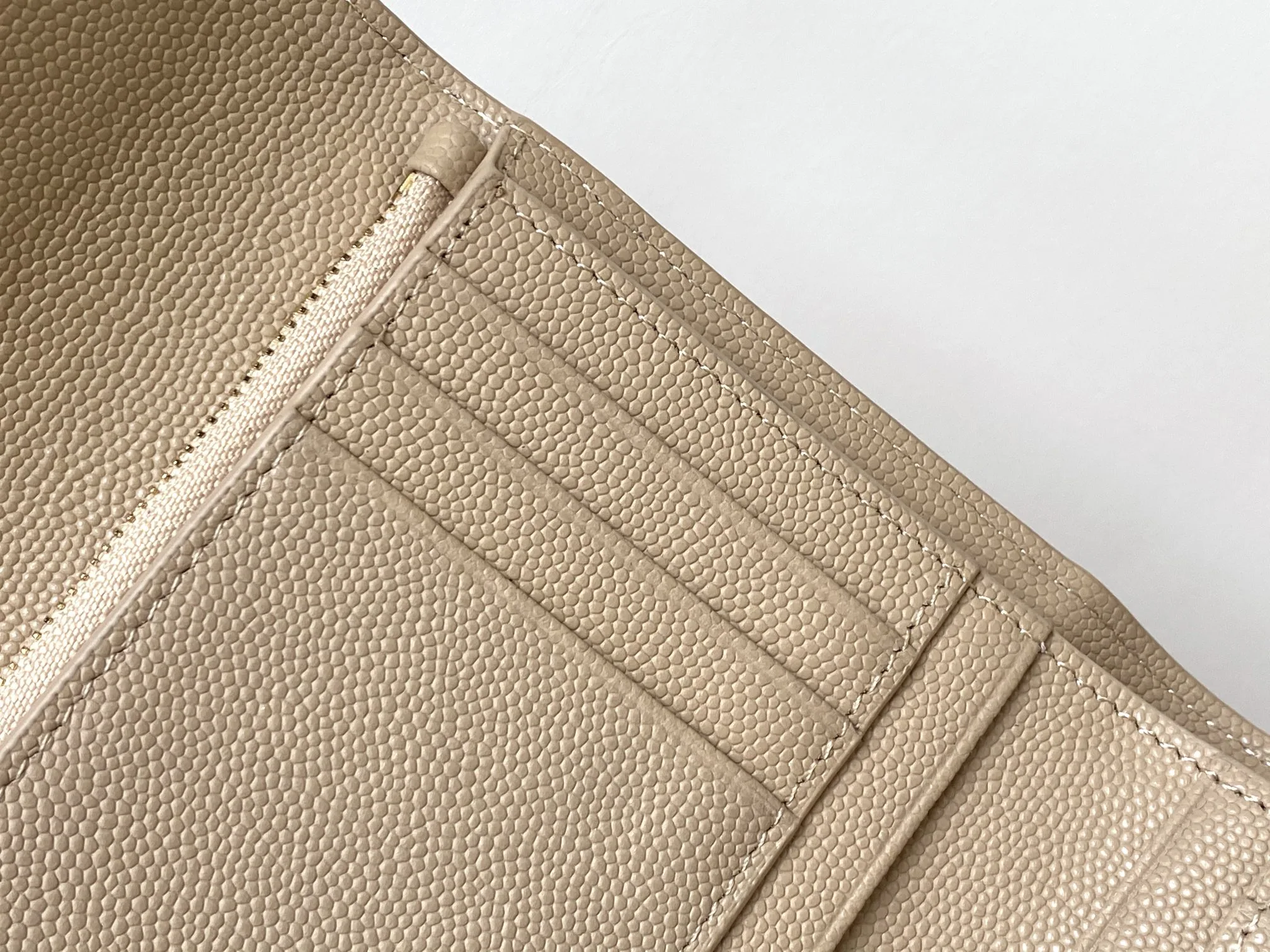 Saint Laurent Cassandre Matelaseé Compact Tri Fold Wallet Dark Beige / YSL - Image 8