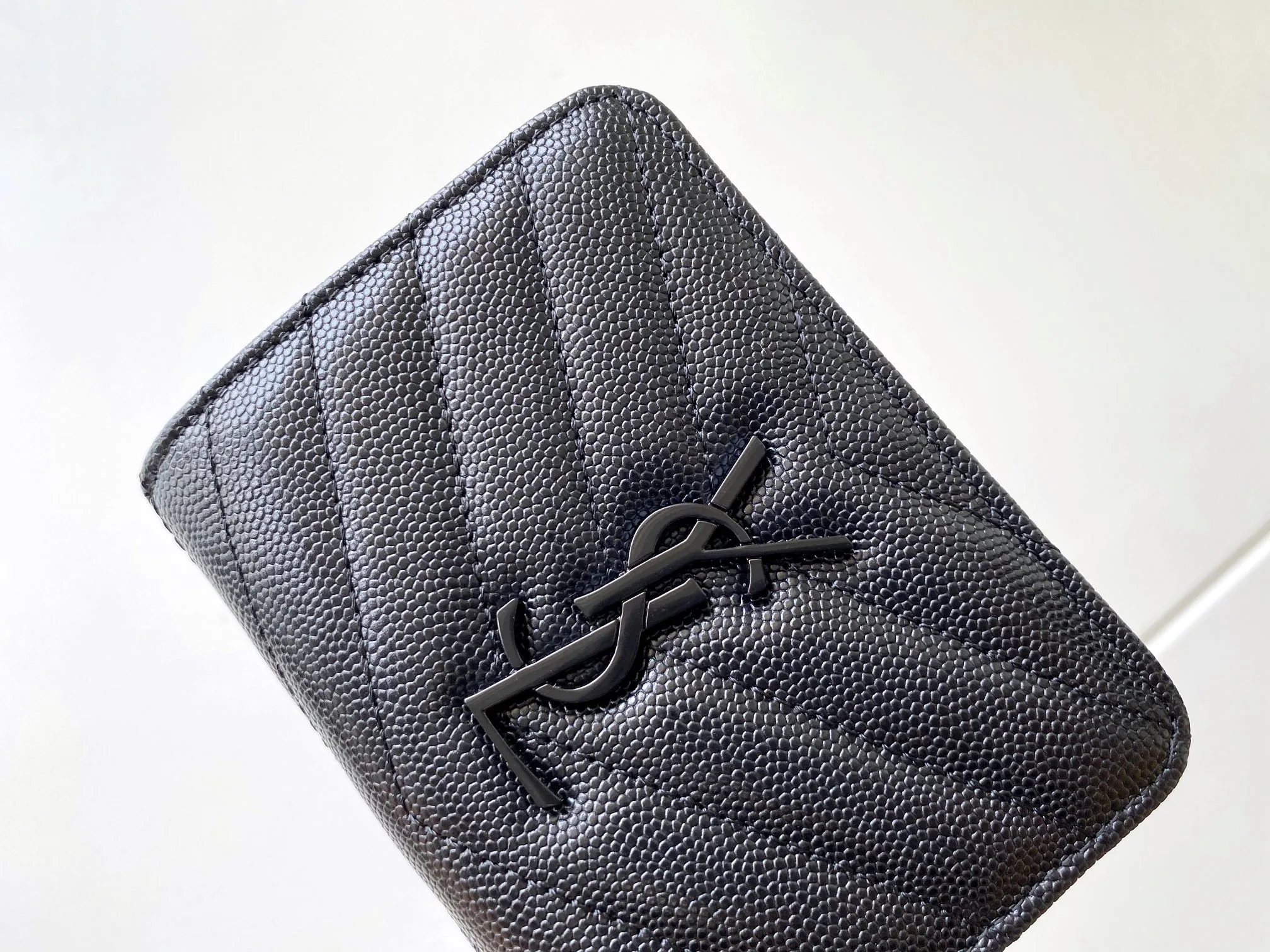Saint Laurent Cassandre Matelaseé Compact Zip Around Wallet Black / YSL - Image 4
