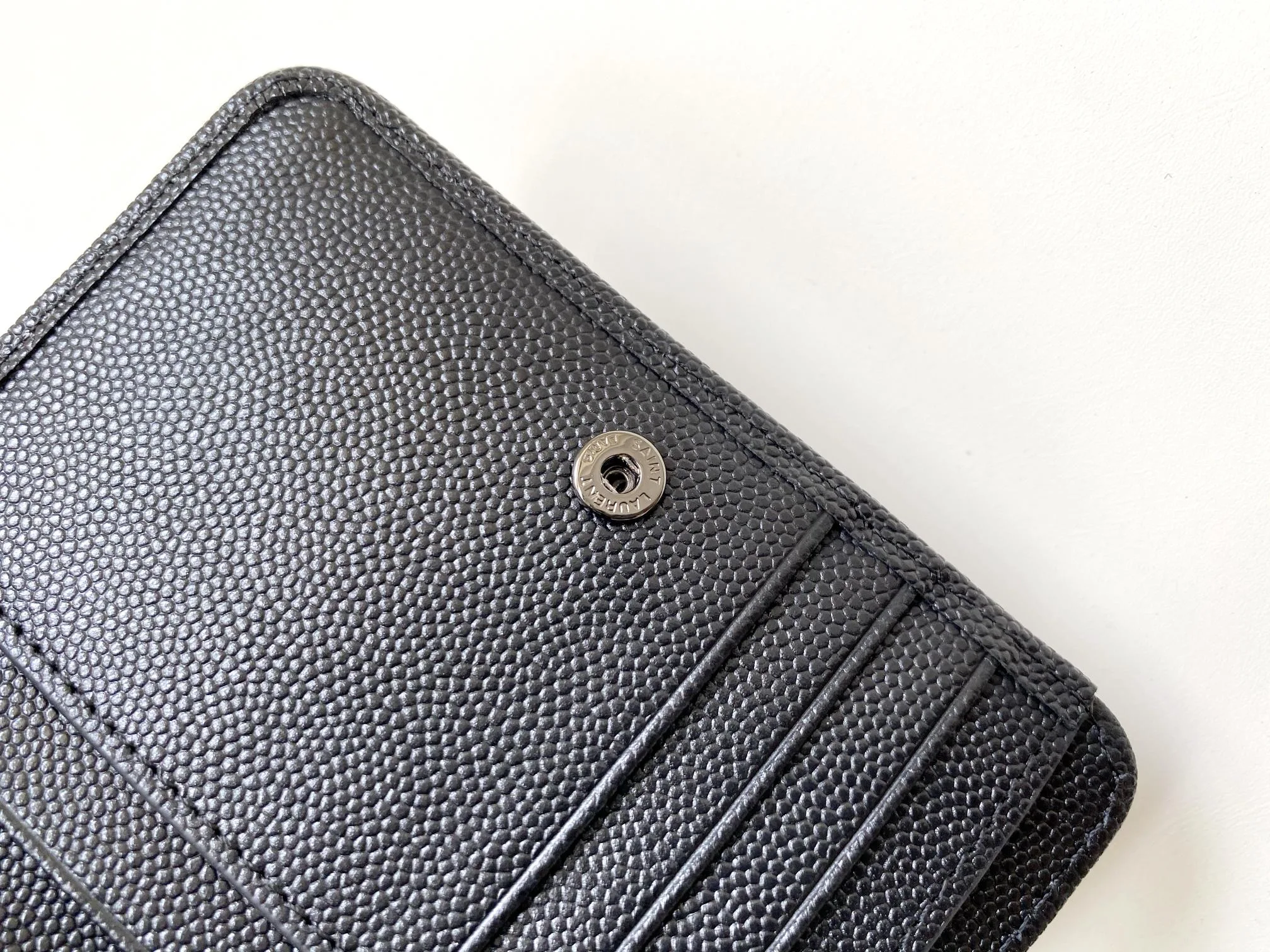 Saint Laurent Cassandre Matelaseé Compact Zip Around Wallet Black / YSL - Image 5