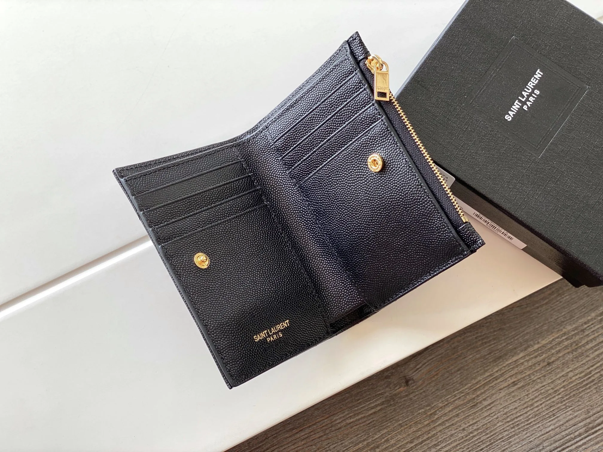 Saint Laurent Cassandre Matelaseé Fragments Bi-Fold Wallet Black / YSL - Image 8
