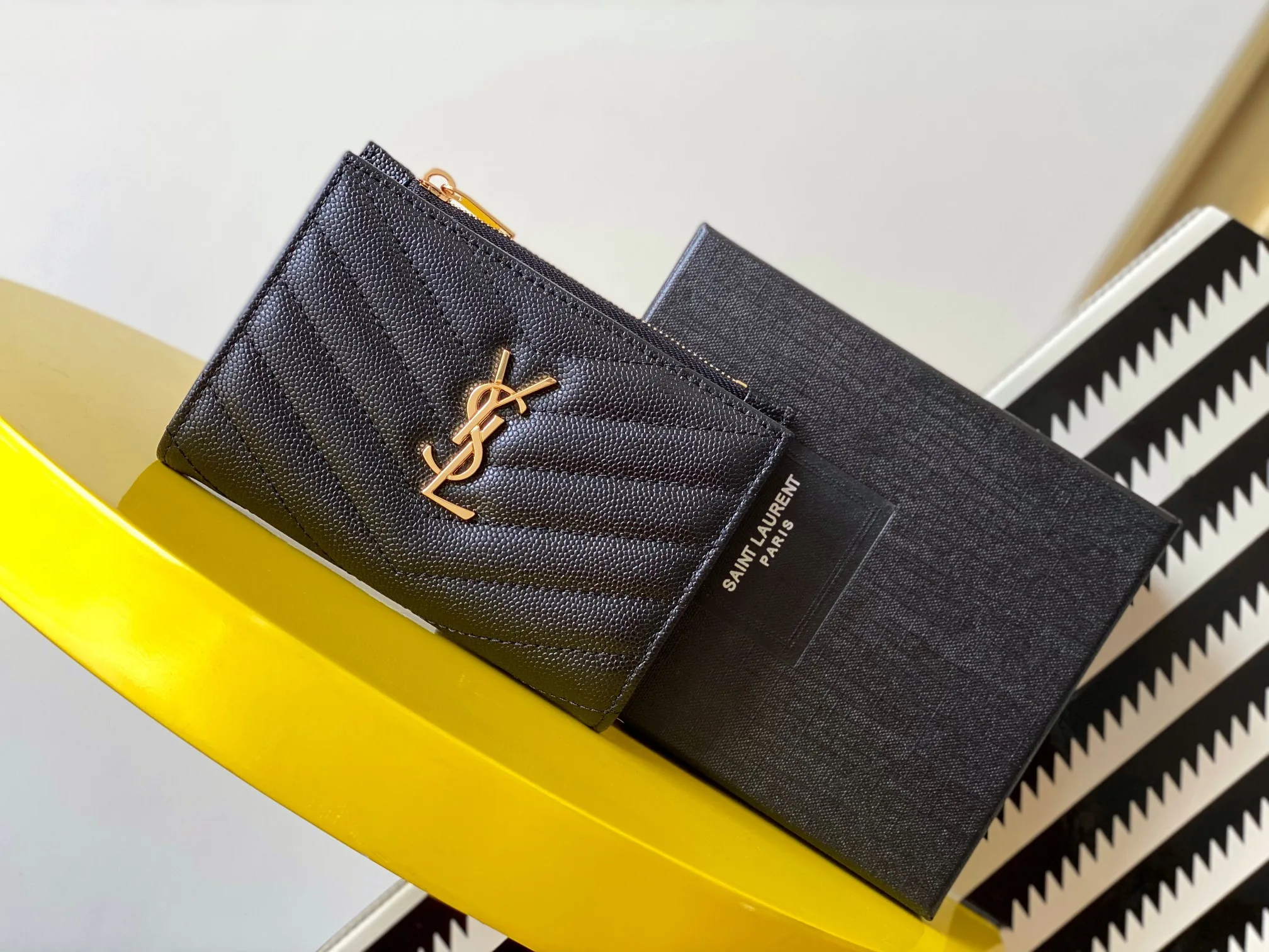 Saint Laurent Cassandre Matelaseé Fragments Bi-Fold Wallet Black / YSL - Image 2