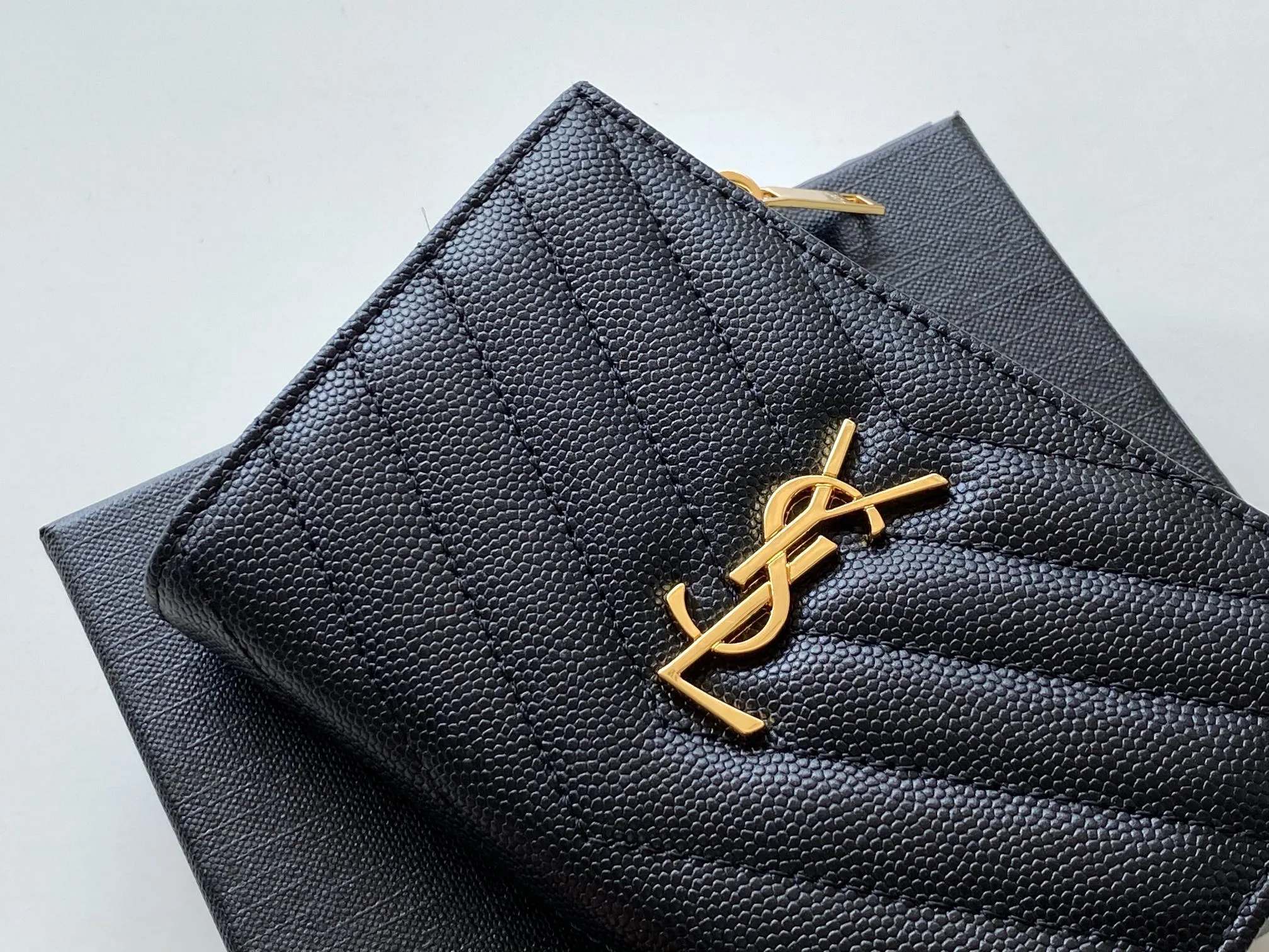Saint Laurent Cassandre Matelaseé Fragments Bi-Fold Wallet Black / YSL - Image 4
