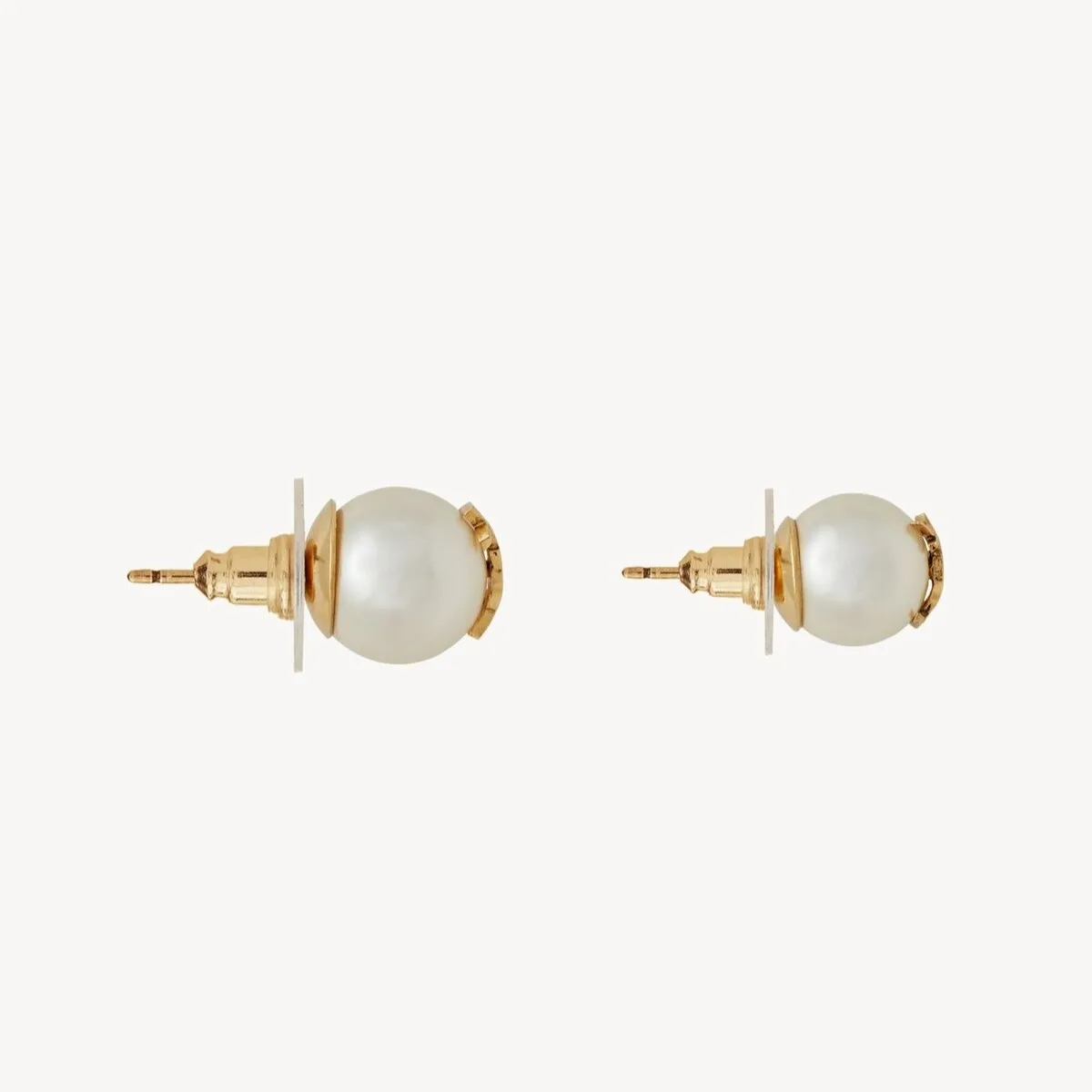 Alternative view of Saint Laurent Cassandre Pearl Earrings In Gold And Cream YSL