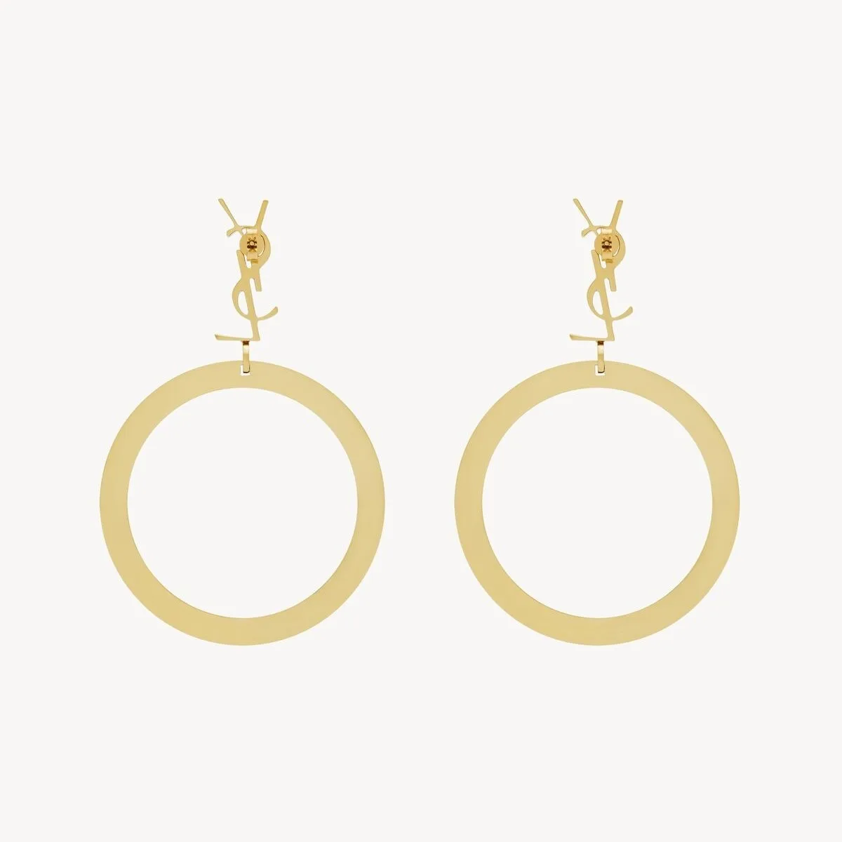 Alternative view of Saint Laurent Cassandre Pendant Hoop Earrings Gold YSL