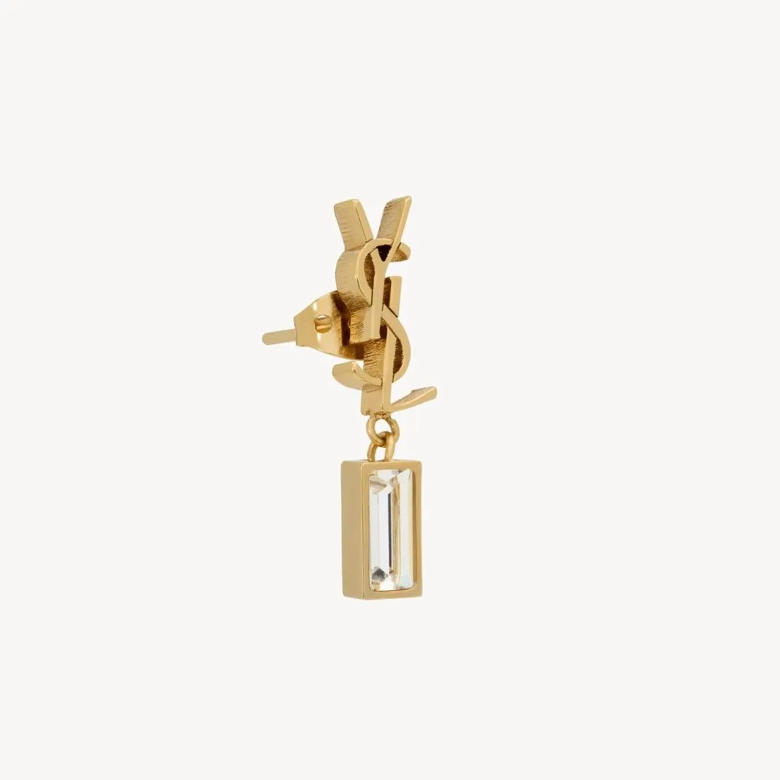 Alternative view of Saint Laurent Cassandre Single Earring In Crystal And Gold