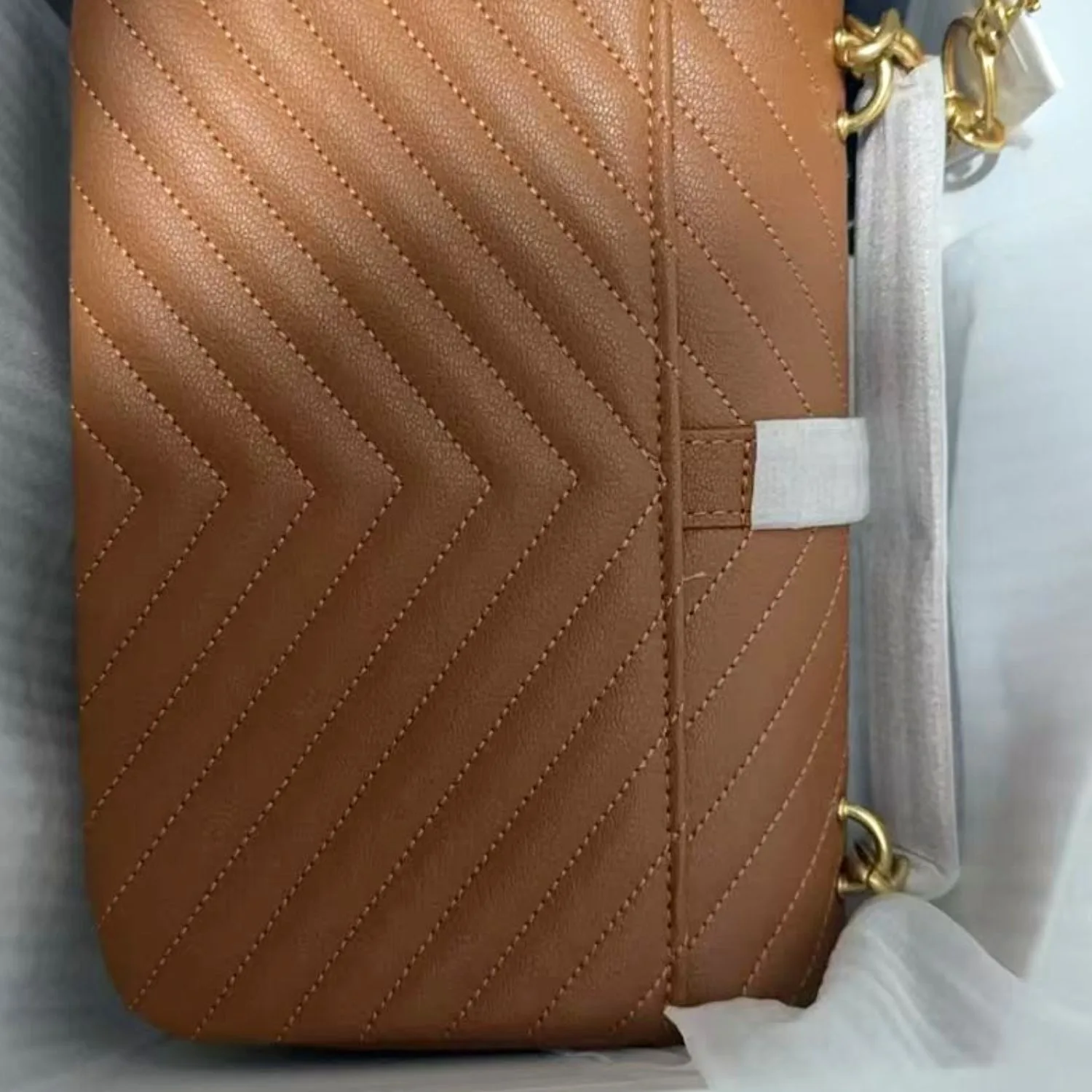 Saint Laurent College Medium Chain Bag Brown / - Image 7