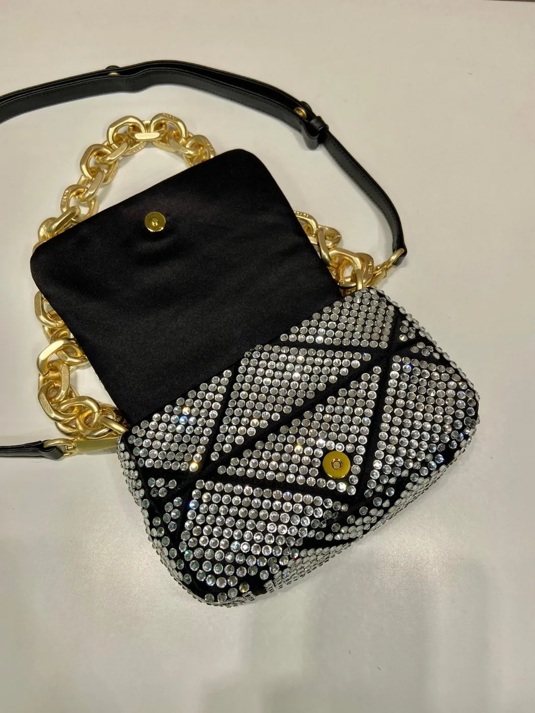 Prada Satin Mini-Bag With Crystals Black / 1BD329_2AWL_F0522_V_QOO - Image 3