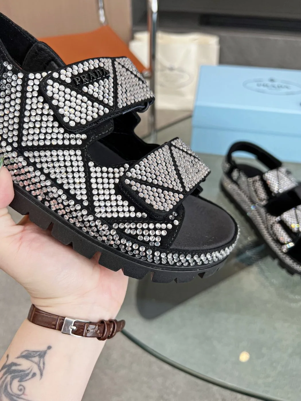 Alternative view of Prada Satin Sandals With Crystals White /