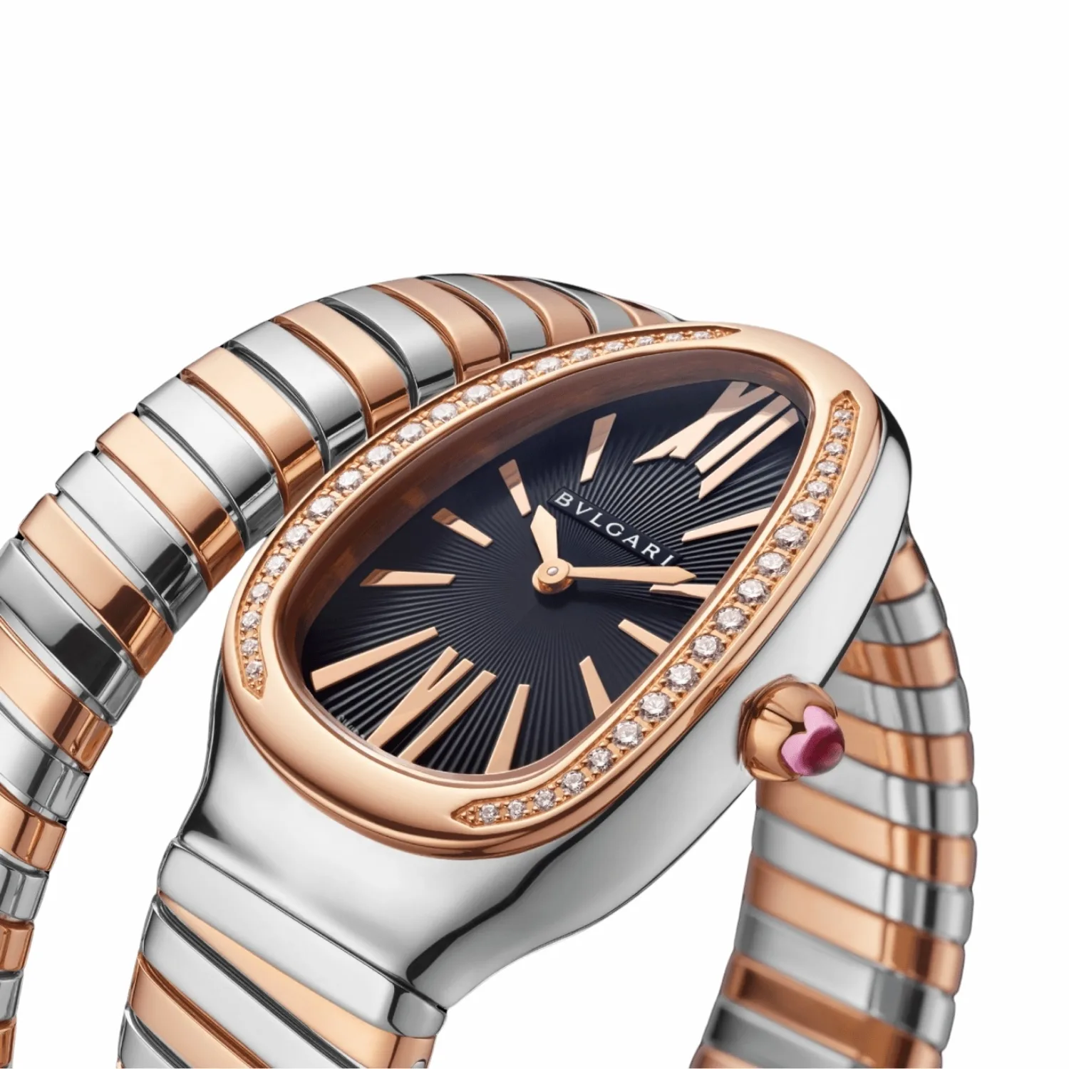 Bvlgari Serpenti Tubogas Watch Silver/Rose Gold Toned Black Dial - Image 7